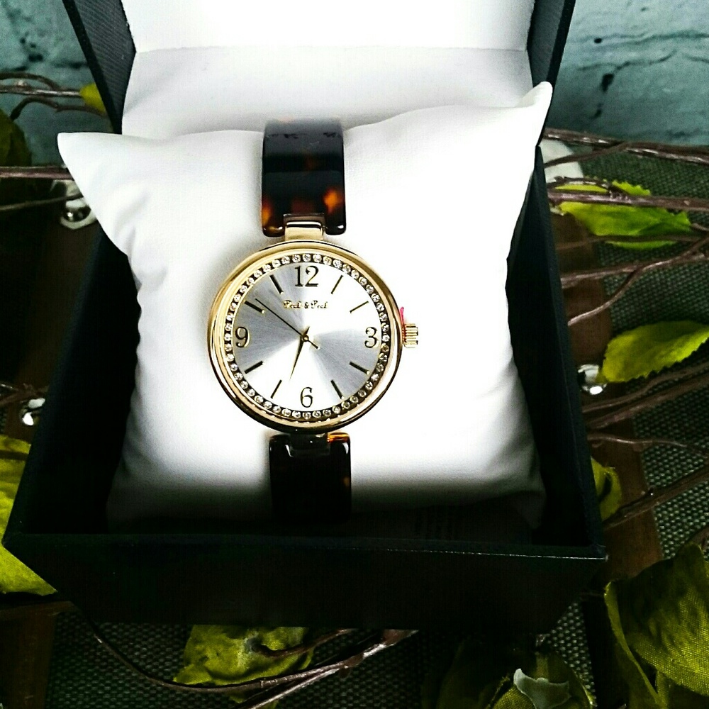 Peck & Peck Watch W/ Faux Tortoiseshell Band Brown
